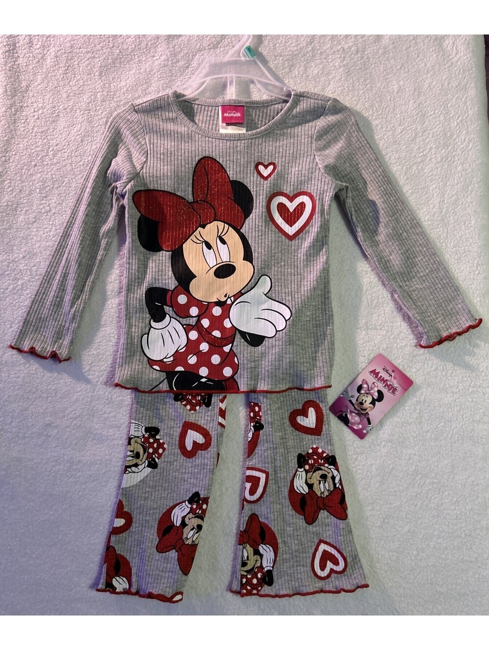 NEW Disney Cartoon Print Girls Long Sleeve 2-Piece Set Pajama Minnie Mouse 2T
